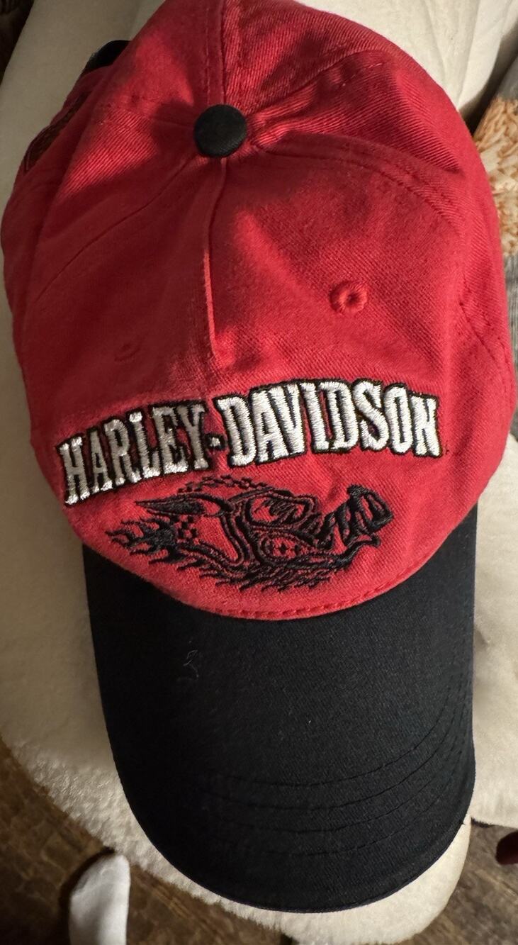 2007 Harley-Davidson Youth Red & Black Baseball Cap Hat w/ Checkered Strap